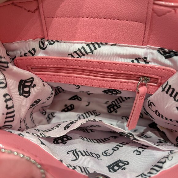 Juicy Couture Pink Velour Rhinestone Tote Bag | Y2K Iconic Logo - Picture 5 of 7